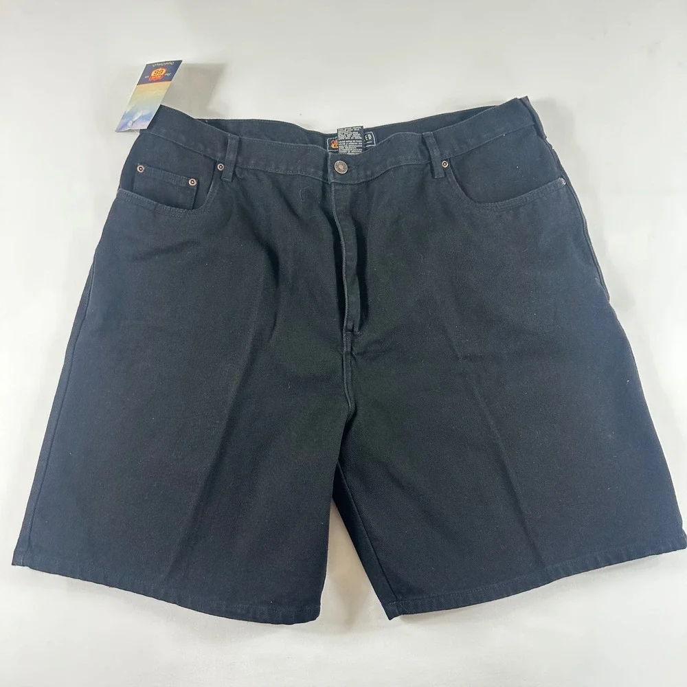 VTG Route 66 Mens‎ Black Relaxed Fit Cotton Denim Shorts Size 42